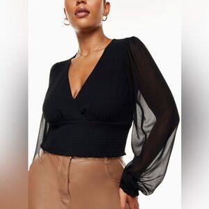 Wilfred Aritzia Wistful Black V-Neck Blouse
